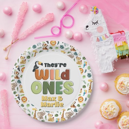 ワイルドワンサファリ動物園の動物の誕生日パーティー ペーパープレート (パーティー)