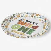 ワイルドワンサファリ動物園の動物の誕生日パーティー ペーパープレート (アングル)