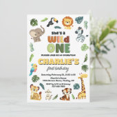 ワイルドワンサファリ動物園の動物の誕生日パーティー,女の子 招待状 (スタンド正面)