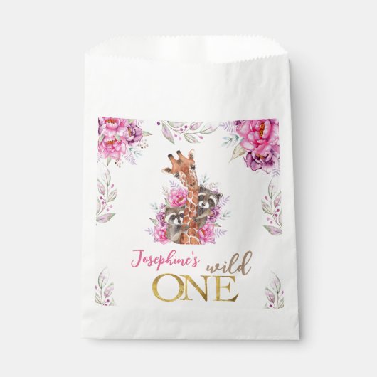 ワイルドワンサファリ動物子供の誕生日パーティー フェイバーバッグ (正面)
