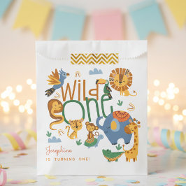 ワイルドワンサファリ動物子供の誕生日パーティー フェイバーバッグ