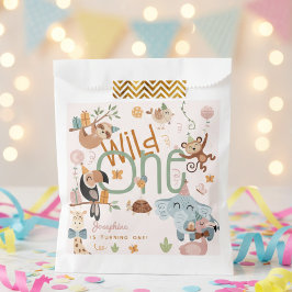 ワイルドワンサファリ動物子供の誕生日パーティー フェイバーバッグ