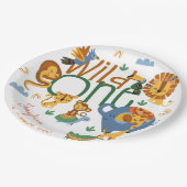 ワイルドワンサファリ動物子供の誕生日パーティー ペーパープレート (アングル)