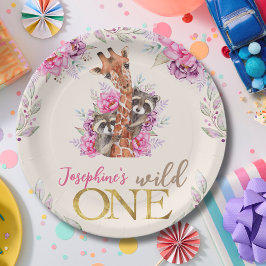 ワイルドワンサファリ動物子供の誕生日パーティー ペーパープレート