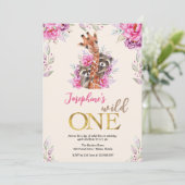 ワイルドワンサファリ動物子供の誕生日パーティー 招待状 (スタンド正面)