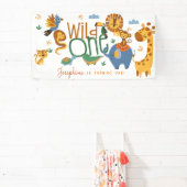 ワイルドワンサファリ動物子供の誕生日パーティー 横断幕 (インサイチュ)