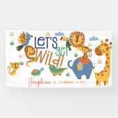 ワイルドワンサファリ動物子供の誕生日パーティー 横断幕 (横)