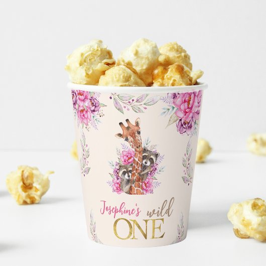 ワイルドワンサファリ動物子供の誕生日パーティー 紙コップ
