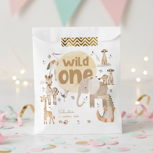 ワイルドワンサファリ動物子供の誕生日 フェイバーバッグ