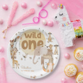 ワイルドワンサファリ動物子供の誕生日 ペーパープレート (パーティー)