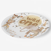 ワイルドワンサファリ動物子供の誕生日 ペーパープレート (アングル)