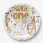 ワイルドワンサファリ動物子供の誕生日 ペーパープレート (正面)