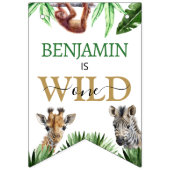 ワイルドワンサファリ動物少年の1歳の誕生日 バンティングフラッグ (第1の旗)