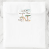 ワイルドワンサファリ動物最初の誕生日パーティーのお願い スクエアシール (バッグ)