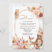 ワイルドワンサファリ動物秋カボチャベビーシャワー 招待状 (正面)