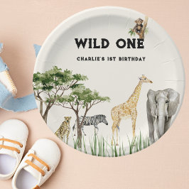 ワイルドワンサファリ動物誕生日パーティー ペーパープレート