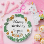 ワイルドワンサファリ動物誕生日プレート ペーパープレート (パーティー)