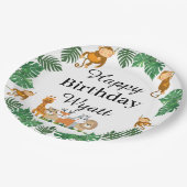 ワイルドワンサファリ動物誕生日プレート ペーパープレート (アングル)