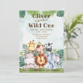 ワイルドワンサファリ動物1stバースデーウォーターカラー 招待状 (スタンド正面)