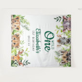 ワイルドワンサファリ動物1st誕生日フォトプロップ タペストリー (正面(横))