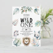 ワイルドワンサファリ男の赤ちゃん1st誕生日 招待状 (スタンド正面)