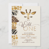 ワイルドワンサファリ男女兼用キリン誕生日 招待状 (正面)