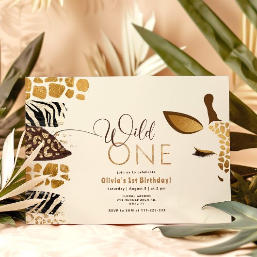 ワイルドワンサファリ男女兼用キリン誕生日 招待状