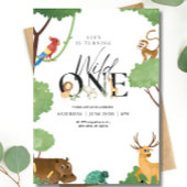 ワイルドワンサファリ誕生日ニュートラルキッズジャングルテーマ 招待状