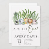 ワイルドワンサファリ誕生日パーティーの招待状 招待状 (正面/裏面)