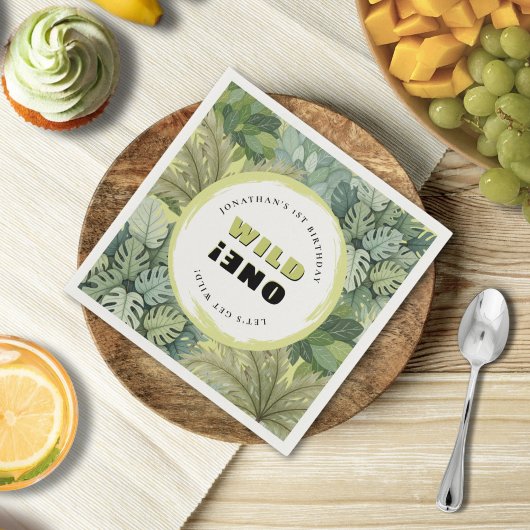 ワイルドワンサファリ誕生日ペーパーナプキン スタンダードカクテルナプキン