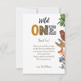 ワイルドワンサファリ赤ちゃんシャワーおむつラッフル サンキューカード