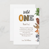 ワイルドワンサファリ赤ちゃんシャワーおむつラッフル サンキューカード (正面/裏面)
