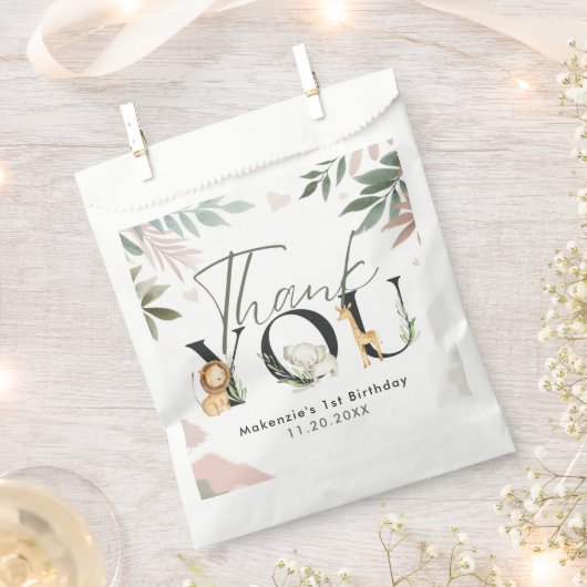 ワイルドワンサファリ1日パーティー フェイバーバッグ (クリップ留めされた状態)