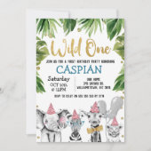 ワイルドワンサファリ1歳の誕生日パーティー 招待状 (正面)