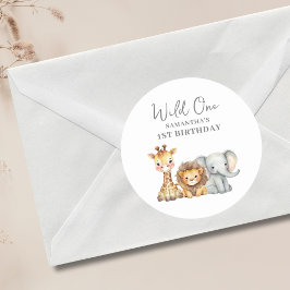 ワイルドワンサファリ1歳の誕生日 ラウンドシール