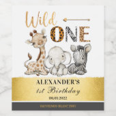 ワイルドワンサファリ1歳の誕生日 ワインラベル (シングルラベル)