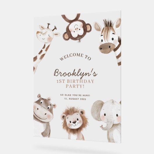 ワイルドワンサファリ1stバースデーウェルカムアクリルサイン アクリルサイン (傾斜)