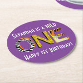 ワイルドワンサファリ1st誕生日パーティーキッズ ラウンドペーパーコースター (アングル)