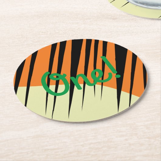 ワイルドワンサファリ1st誕生日パーティーキッズ ラウンドペーパーコースター (アングル)