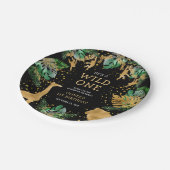 ワイルドワンサファリ1st誕生日パーティーグリーンブラック ペーパープレート (アングル)