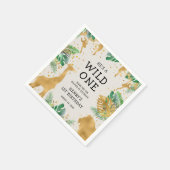 ワイルドワンサファリ1st誕生日パーティーグリーンベージュ色 スタンダードカクテルナプキン (角)