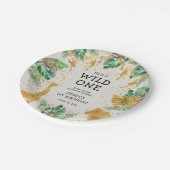 ワイルドワンサファリ1st誕生日パーティーグリーンベージュ色 ペーパープレート (アングル)