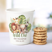 ワイルドワンサファリ1th誕生日ジャングルアニマル葉ズ 紙コップ