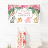 ワイルドワンサファリ/ガールジャングルテーマウェルカムサイン 横断幕 (インサイチュ)