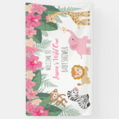 ワイルドワンサファリ/ガールジャングルBABYシャワーへようこそ 横断幕 (縦)