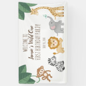 ワイルドワンサファリ/ジャングルテーマウェルカムサイン 横断幕 (縦)