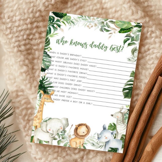 ワイルドワンサファリ パパを知ってるのは誰？ゲーム (Greenery Jungle Baby Shower  Who Knows Daddy Best Game)