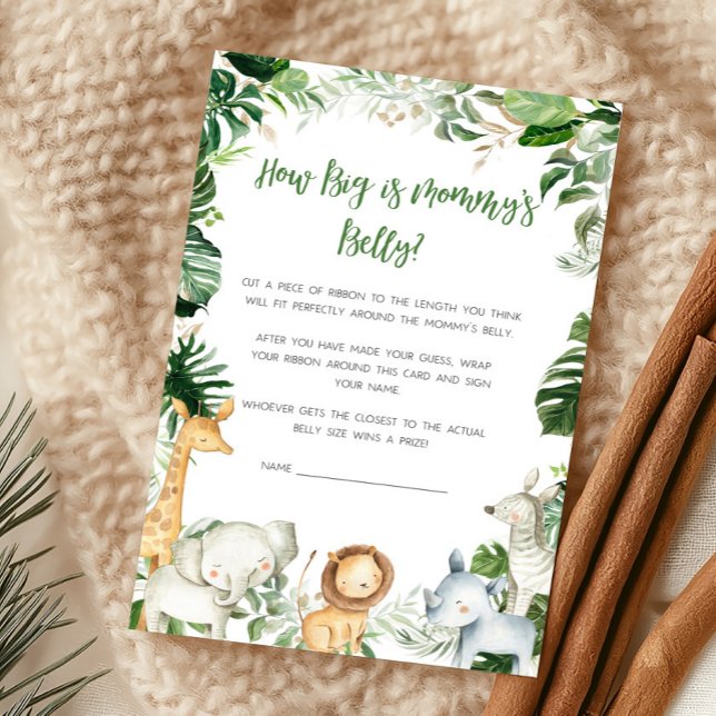 ワイルドワンサファリ ママのお腹ゲーム (Greenery Jungle Baby Shower  How Big Is Mommy's Belly Game)