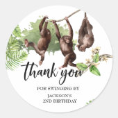 ワイルドワンジャングルありがとう誕生日好意モンキー ラウンドシール (正面)