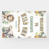 ワイルドワンジャングルの最初の誕生日パーティバナー 横断幕 (横)